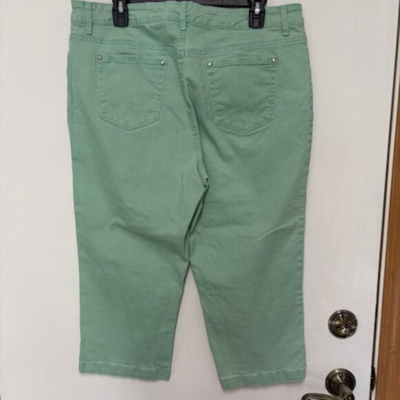 LIKE NEW WOMENS BANDOLINO MINT GREEN CAPRI JEANS. SZ. 14 - Picture 3 of 3